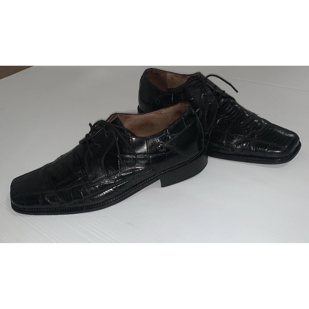 Stacy Adams Genuine Snake Oxford dress shoes 10M square toe lace-up Black